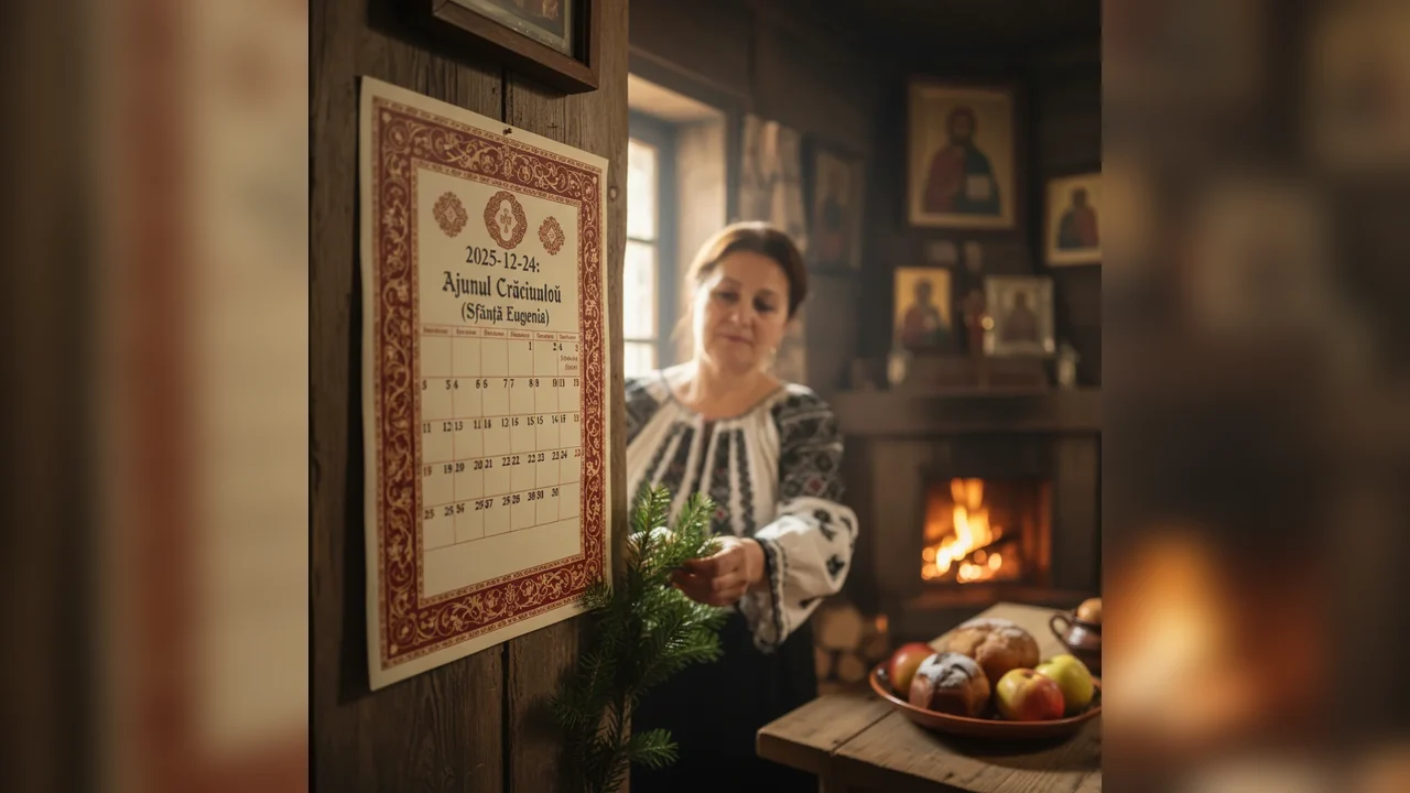 Calendar ortodox — 2025-12-24: Ajunul Crăciunului (Sfânta Eugenia)