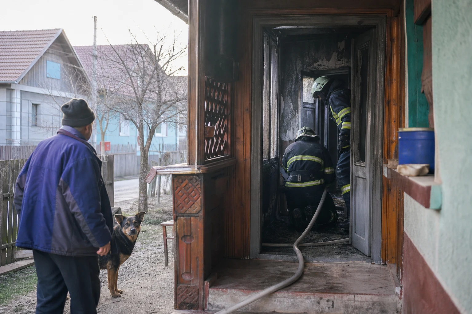 Chichiș: incendiu la o locuință, lambriu pe ~30 mp, fără victime