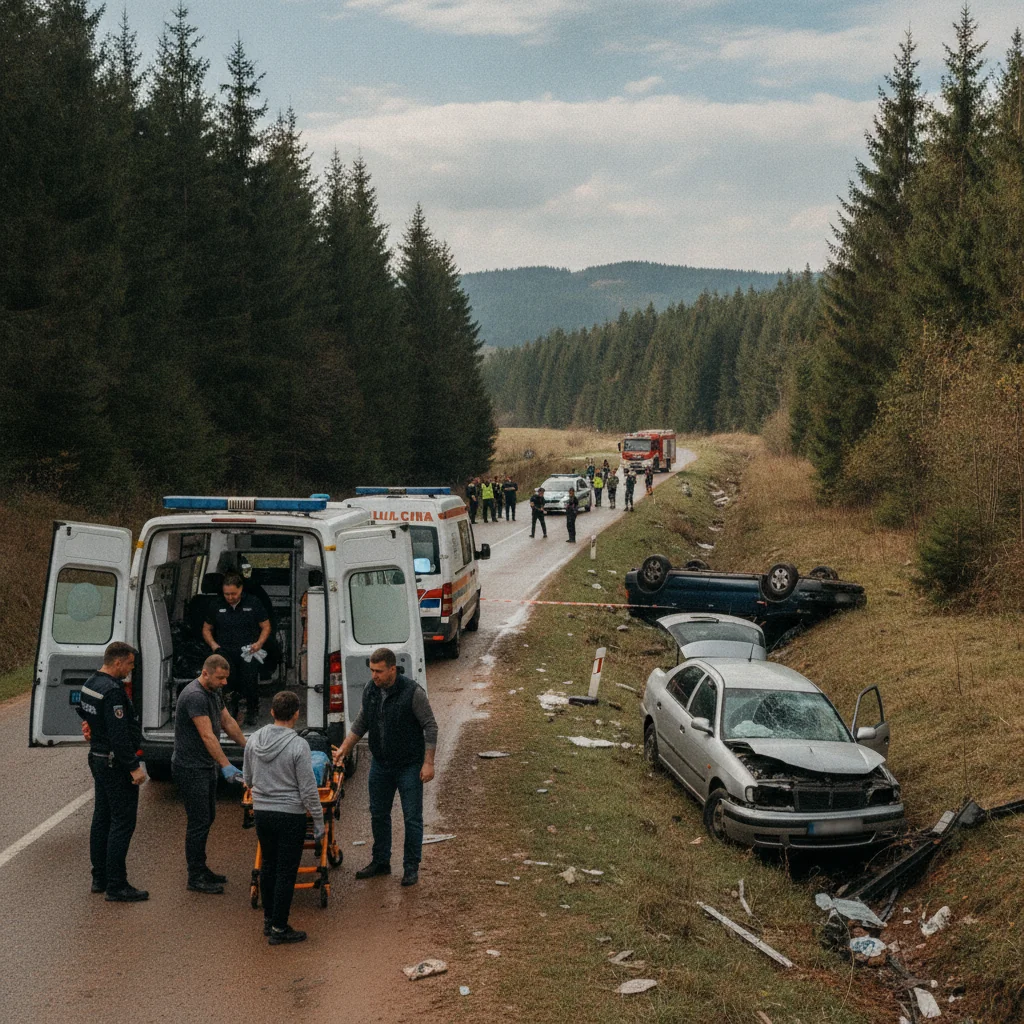 Două accidente rutiere în Covasna: mai multe persoane au fost transportate la spital