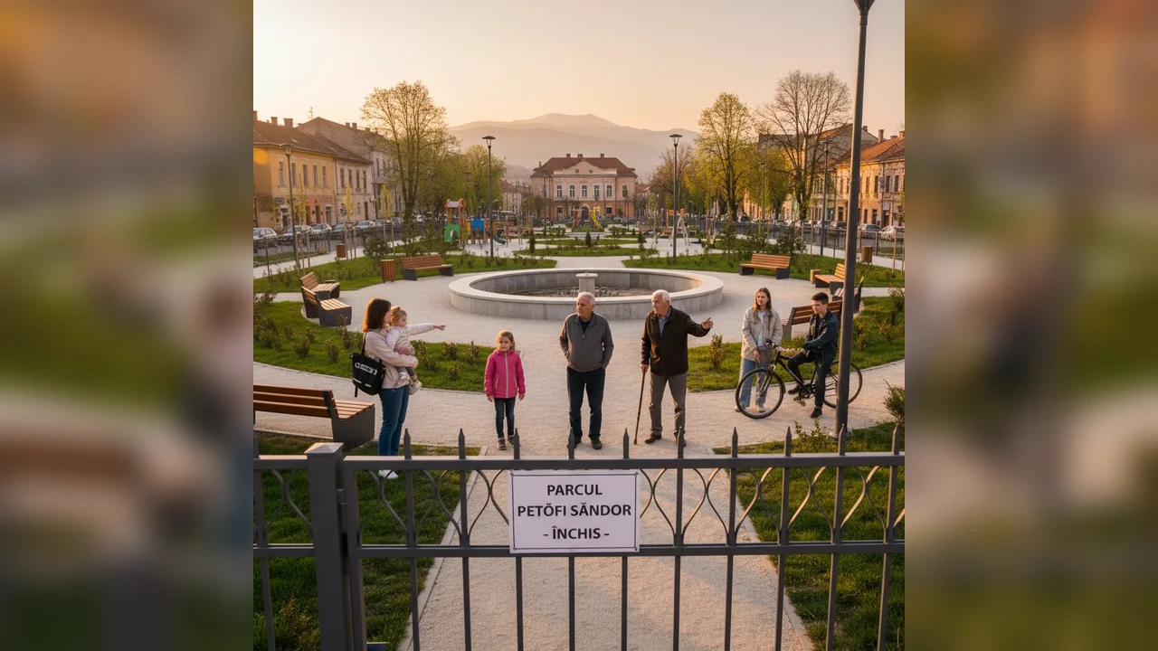 Parcul Petőfi Sándor din Sfântu Gheorghe, finalizat dar încă închis publicului