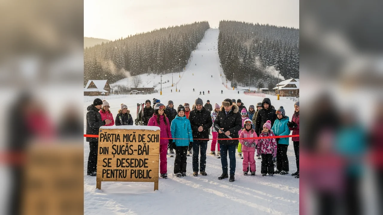 Pârtia mică de schi din Șugaș-Băi se deschide pentru public, lângă Sfântu Gheorghe