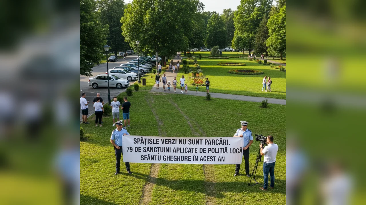 Poliția Locală Sfântu Gheorghe a aplicat 79 de sancțiuni pentru parcarea ilegală pe spațiile verzi în acest an