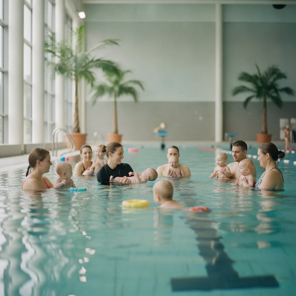 Program săptămânal de mișcare în apă pentru bebeluși, la piscina acoperită din Sfântu Gheorghe