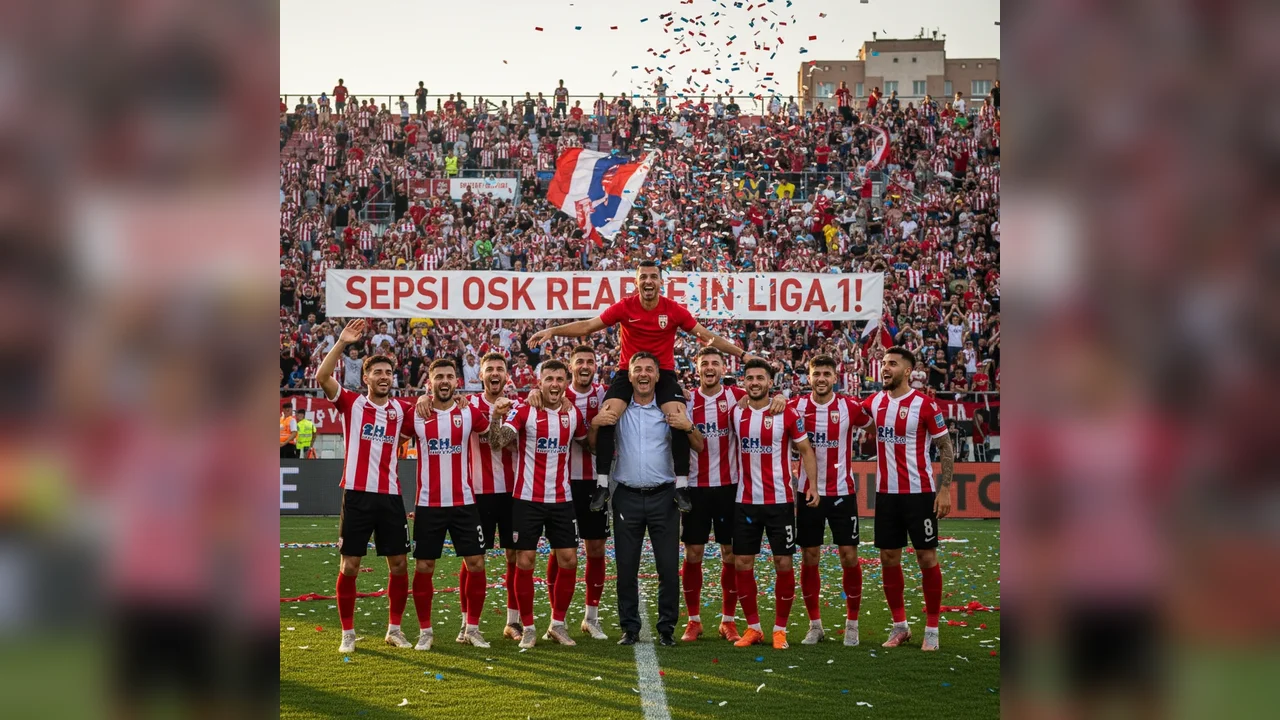 Sepsi OSK revine triumfător în prima ligă de fotbal