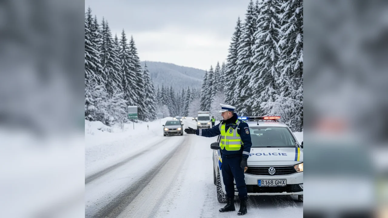 Sfântu Gheorghe: recomandări ale polițiștilor covăsneni pentru circulația în condiții de iarnă